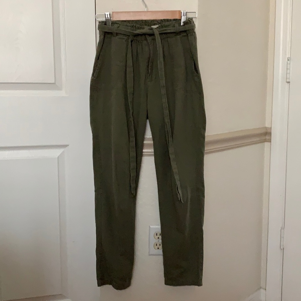 Green linen pants